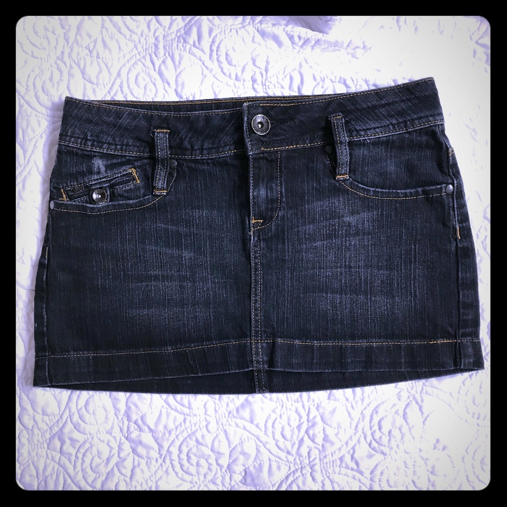 Mango Jeans Dark Wash Blue Denim Mini Skirt